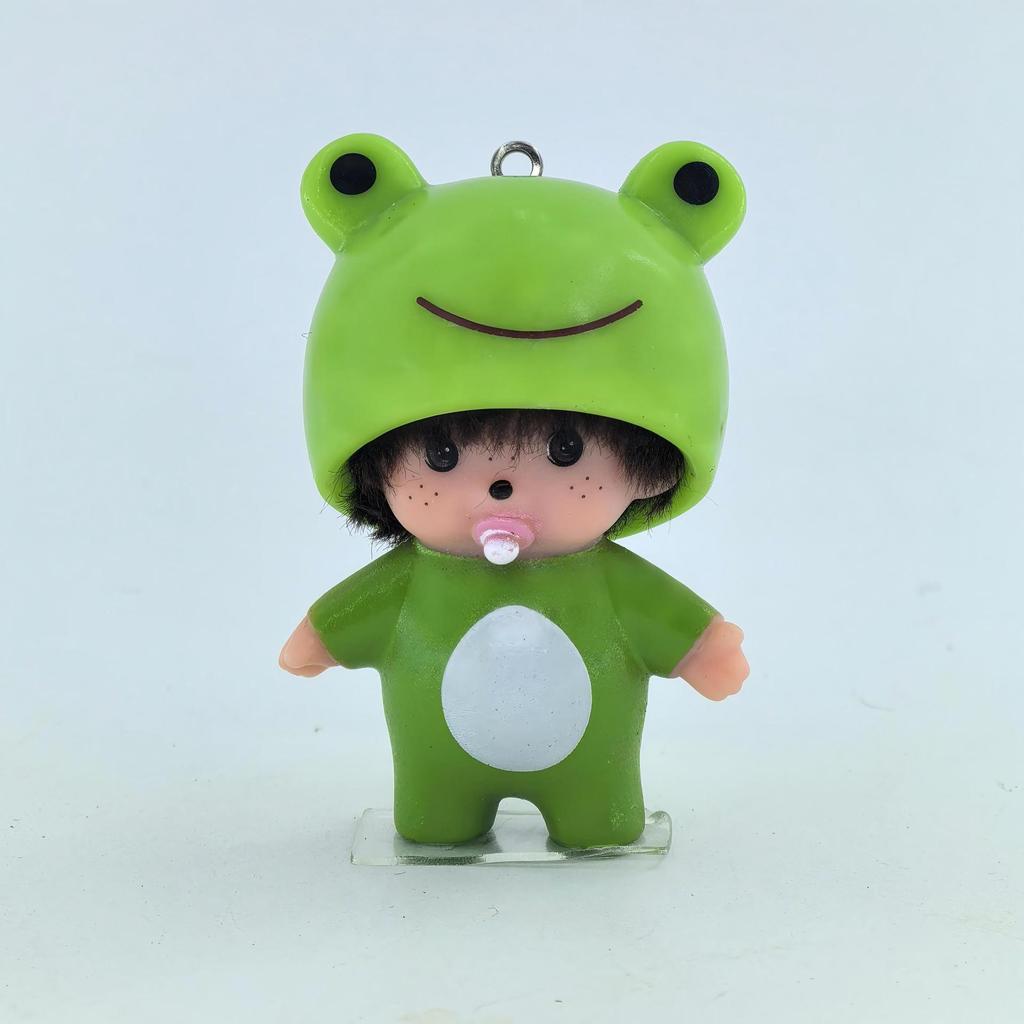 Anime Cute Creative Panda Qiqi Resin Figurine Keychain Diy Rhinestone Car Decoration Hanging Toy Gift Ornament Birthday Gift