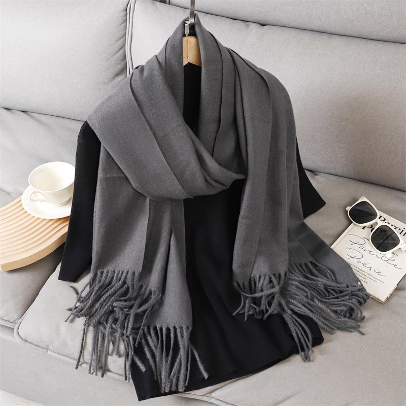 

New Winer Poncho Warm Cashmere Scarf for Women Fashion Solid Thick Blanket Pashmina Shawl Wrap Female Bufanda Echarpe Foulard 70x190cm
