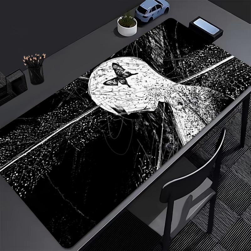 Tappetino Mouse Anime Ragazza Scura Accessori da Gioco Mousepad per Laptop Tappetino Mouse Antiscivolo Esteso Tastiera Gamer Tappetino da Scrivania Bianco e Nero