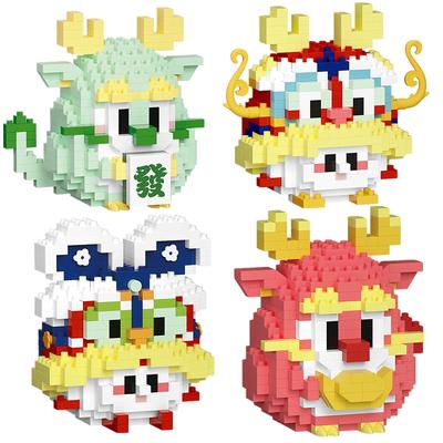 Miniaturní Sestava Malých Částic Vzdělávací Stavebnice Hračka Puzzle Čínský Styl Tradiční Lev DIY Sestavovací Hra