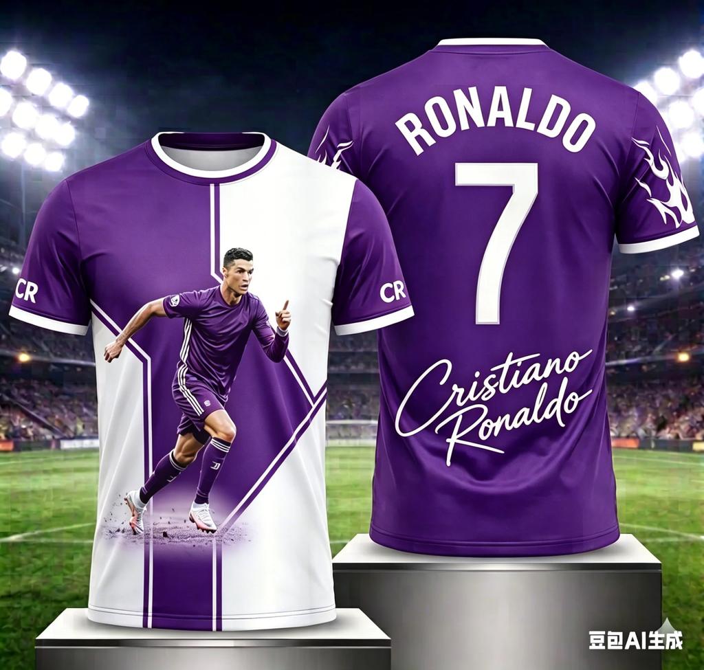 Ronaldo 7 Soccer Jersey T Shirt 3D Printed Family Style for Kids Adults Breathable Quick Dry Tee for Training Fitness Running