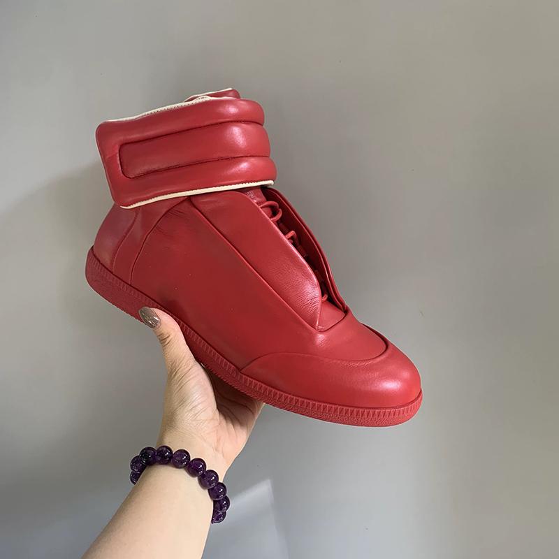 Unisex Buty Wysokie ze Skóry Naturalnej Męskie Sznurowane Buty do Chodzenia Płaskie Codzienne Buty Sportowe Zapięcie na Rzepy Buty na Kostkę Outdoor