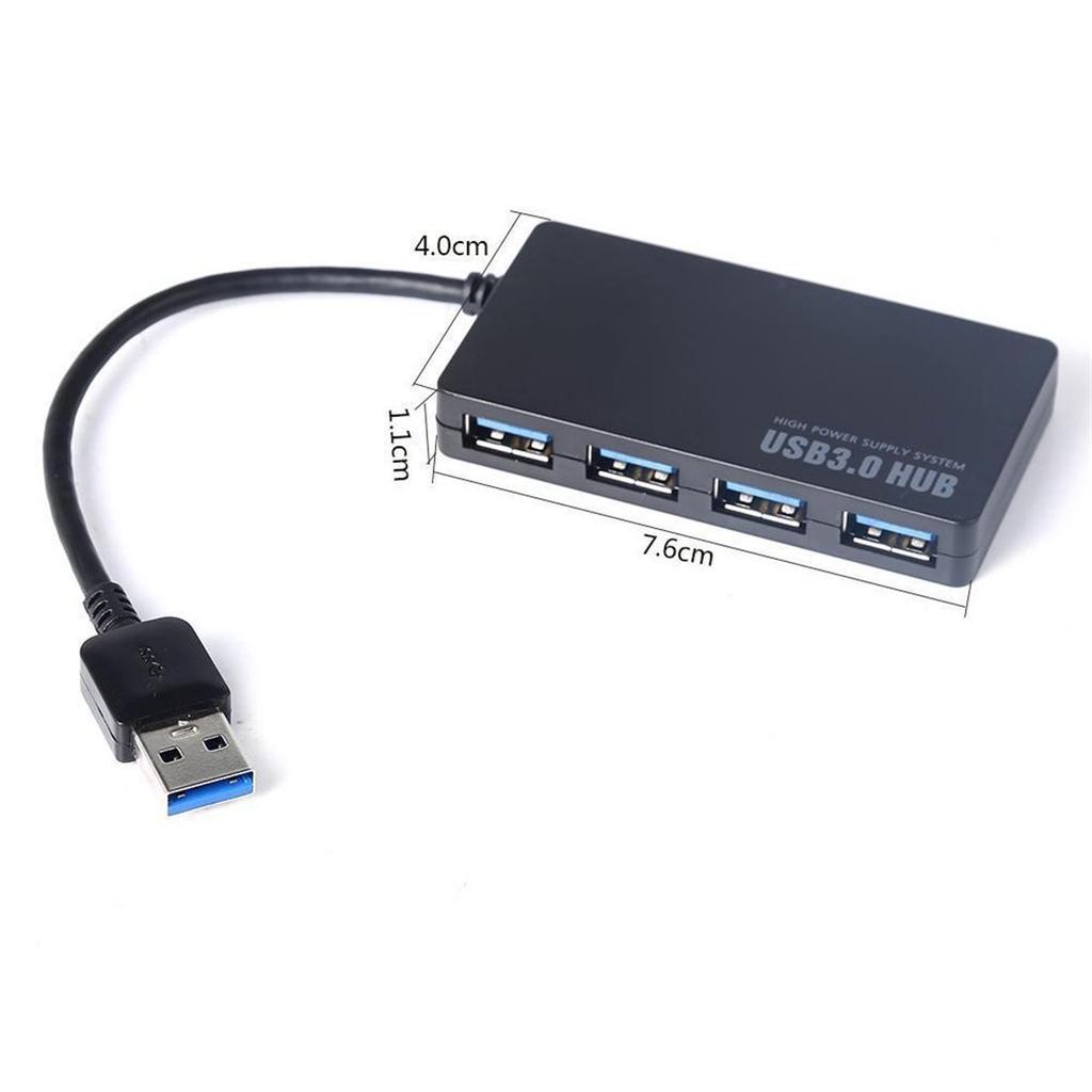 Portable USB Hub Compact 4 Port USB 3.0 Hub Splitter Adapter 5Gbps for Mac Laptop Notebook PC Desktop Black