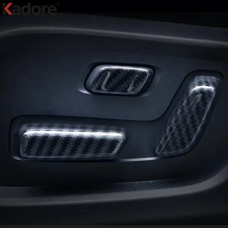 Car Seat Adjustment Switch Button Knob Cover Trim For Mazda CX5 CX-5 KF 2017-  2024 Carbon Fiber Interior Accessories