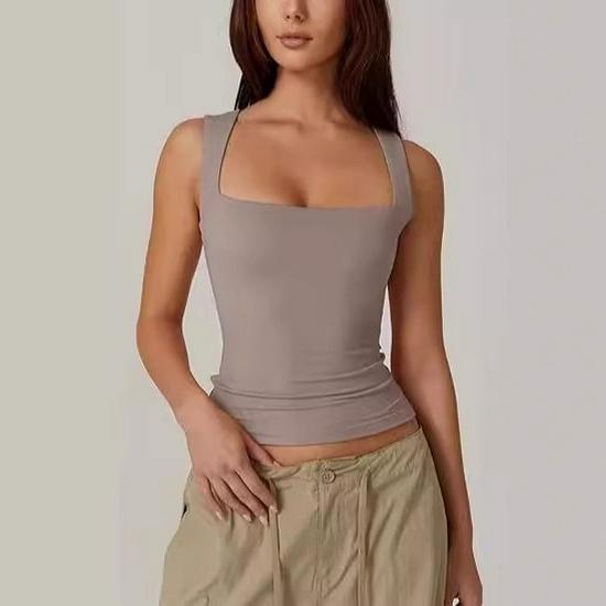 European & American Street Style Square Neck Slim Tank Top - Women's Fashion Base Layer 2025
