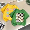 Children T-shirt FlowerPrinted Kids 100% Cotton Clothes Tops 2-13Y O-Neck Short-sleeve T-shirt