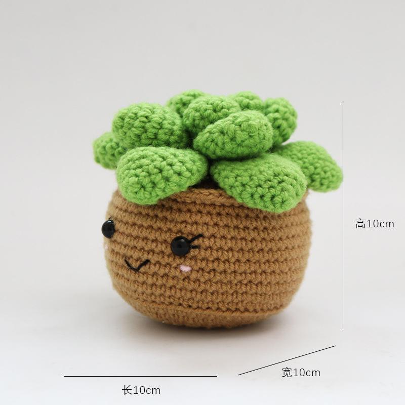 Niedlicher handgewebter Blumentopf Kawaii Strickblume Häkeln Emotionale Unterstützung Puppe Kunstblume Topfpflanze Schreibtischzubehör Geschenk
