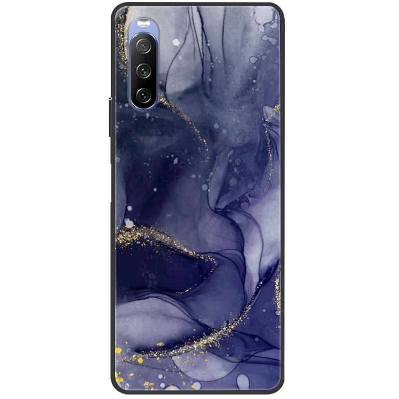 Soft Cover For Sony Xperia 10 III Case 5 III Soft Silicone Black Cases for Sony Xperia 1 III / Xperia1 XZ4 Covers Cool Marble
