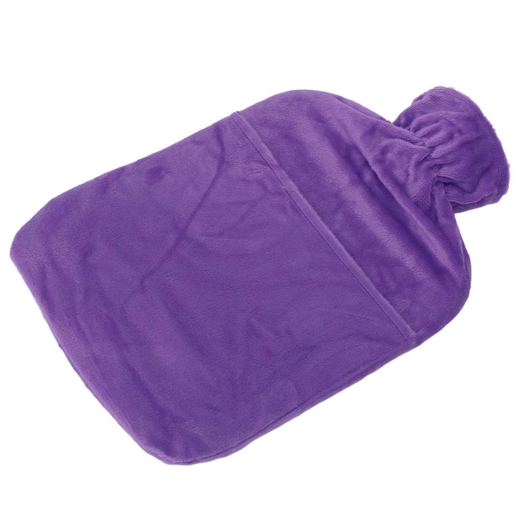 Hot Water Bottle with Plush Cover Men Women 2L PVC Soft Hot Water Bag for Neck Shoulder Soreness Purple