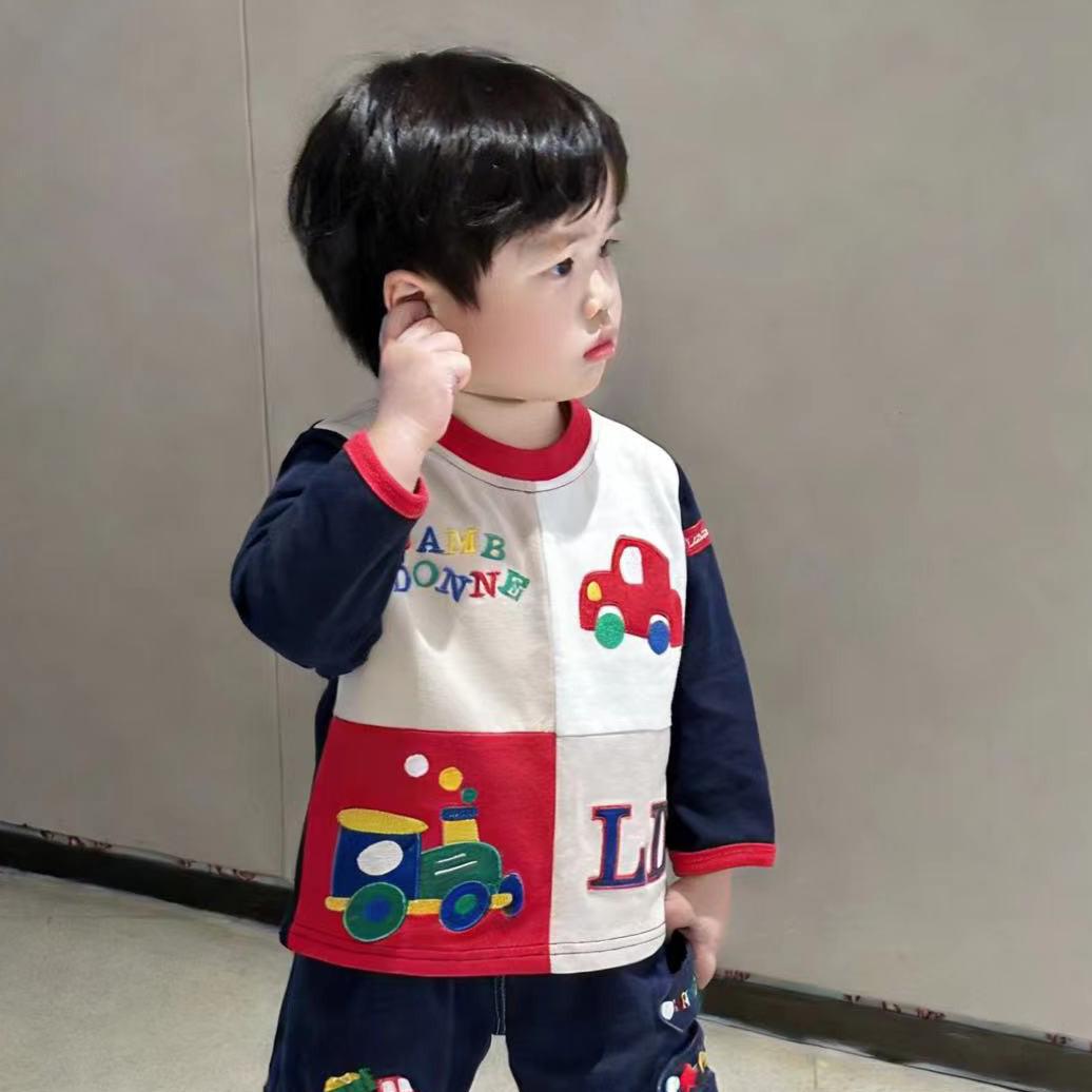 Boys 2026 Spring Base Layer Shirt: Round Neck Inner Wear for Small & Medium Kids 130 cm