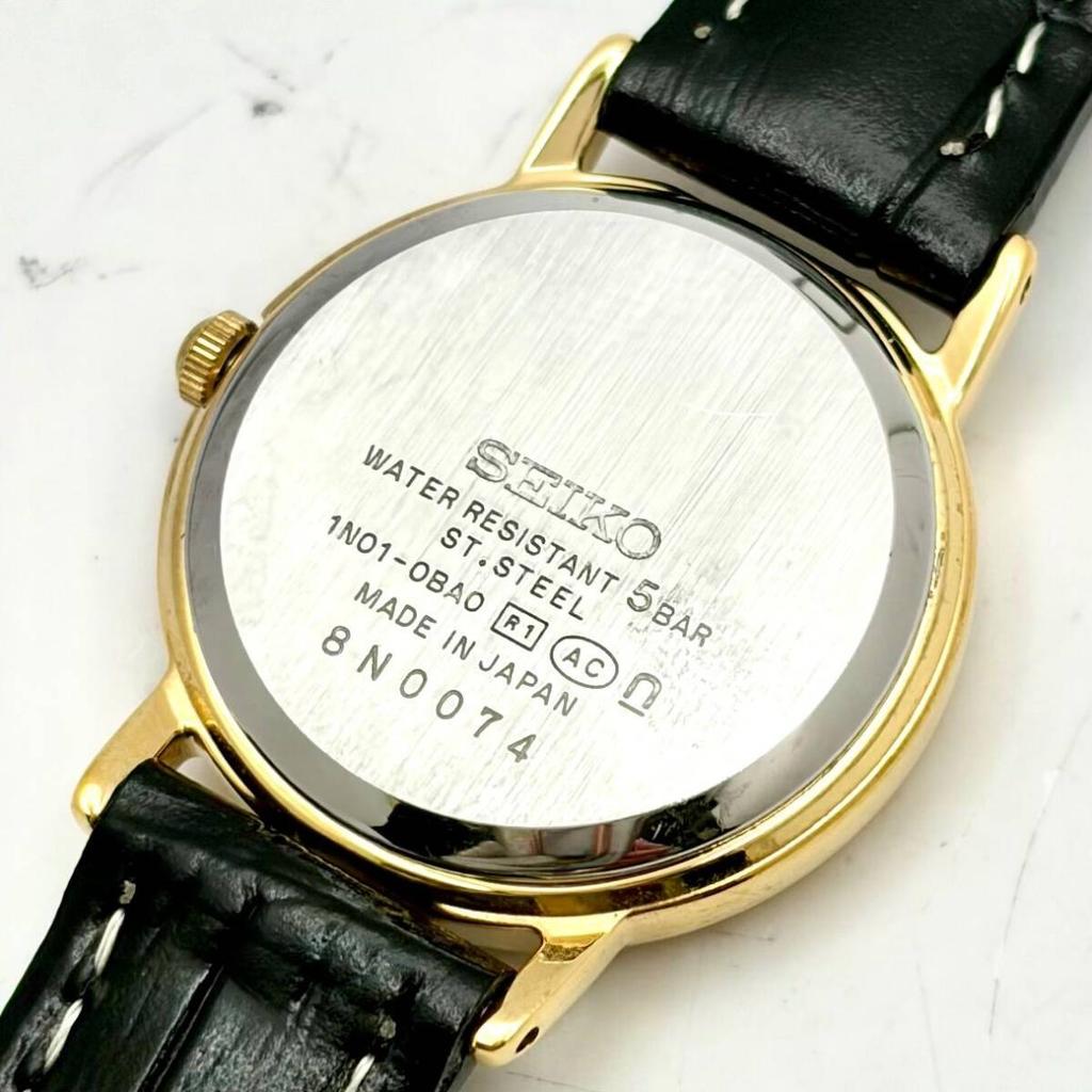 SEIKO Watch Gold 8N0074 New Strap [Excellent Condition/ New Battery] Ladies' 1N01-0BA0