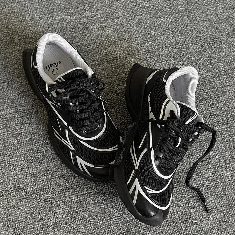 

Dad shoes couple spring and summer new thick-soled mesh breathable heightening casual sports shoes Female 36 чёрный