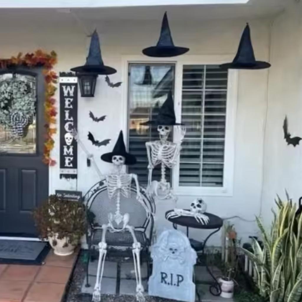 Halloween Wizard Hat Party Children Adult Black Pointed Oxford Cloth Magician Hat Witch Hat Masquerade Ball Party Dressing