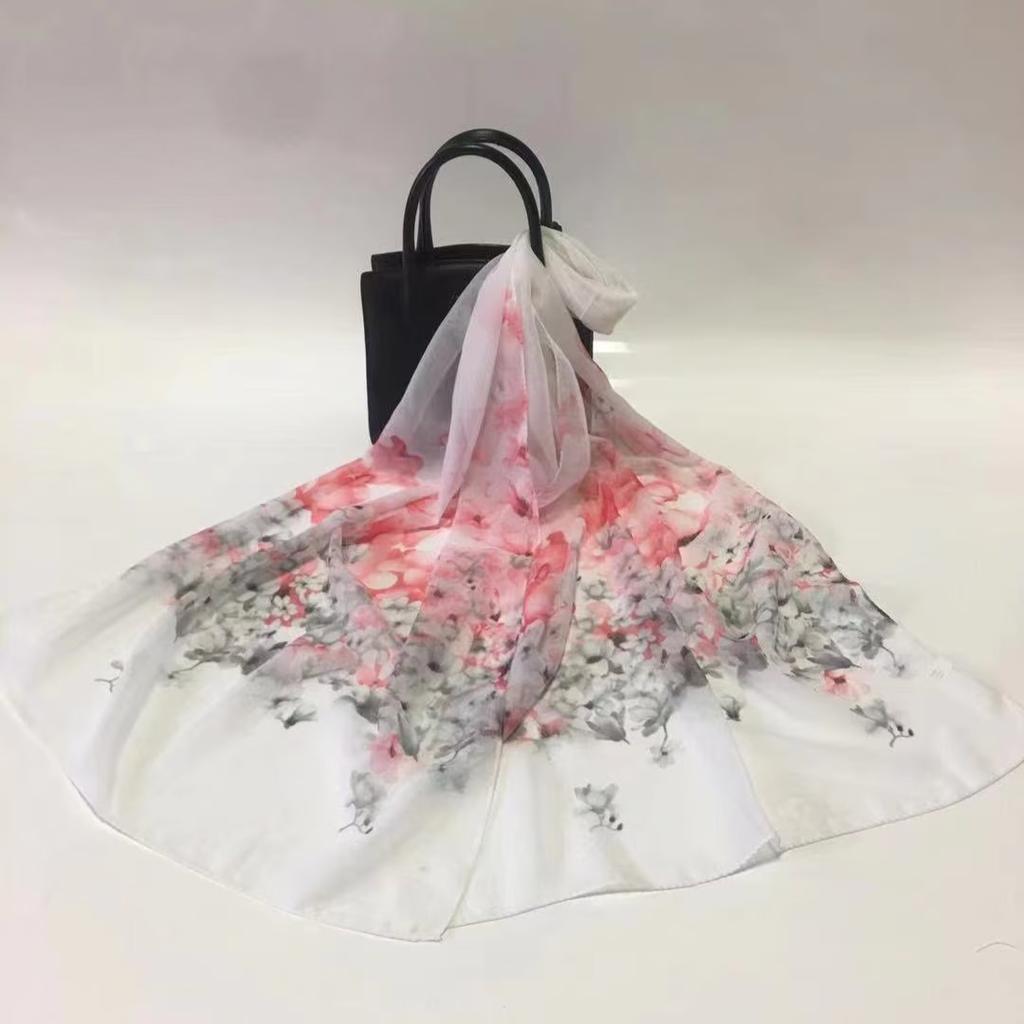 Summer versatile scarf long scarf beach sun-proof silk scarf women's small shawl scarf chiffon thin scarf