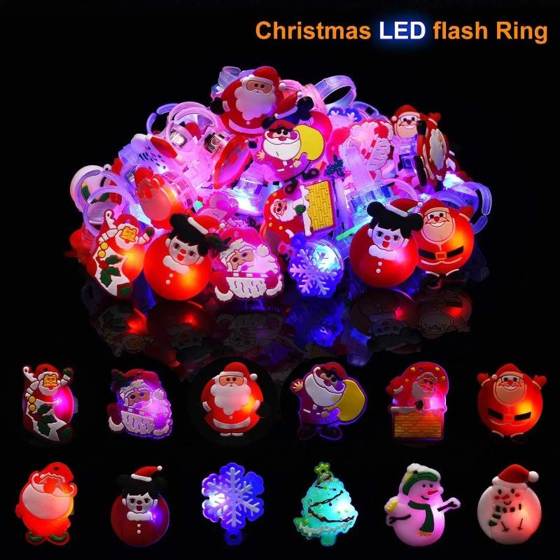 1/50/100 STÜCKE Weihnachten LED Ring Leuchtend Blinkende Fingerringe Leuchtende Magische Ringe Weihnachtsfeier Gastgeschenke Leuchtende Ringe Weihnachtsgeschenke