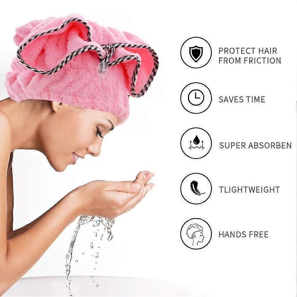 5 Pack Microfiber Hair Drying Caps, Fast Drying Hair Turban Wrap Towels Shower Cap