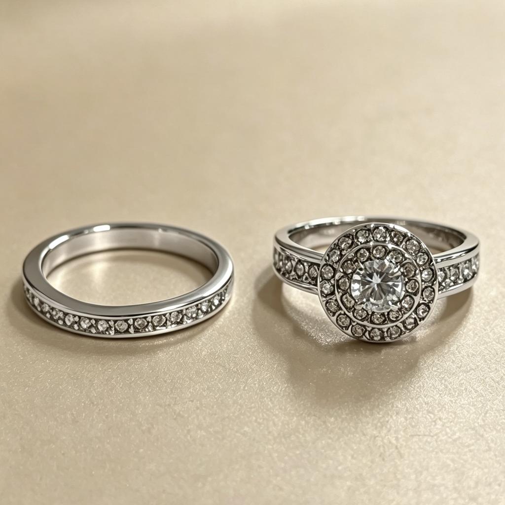 New alloy silver-plated couple rings Diamond-studded women's jewelry, European and American wedding rings