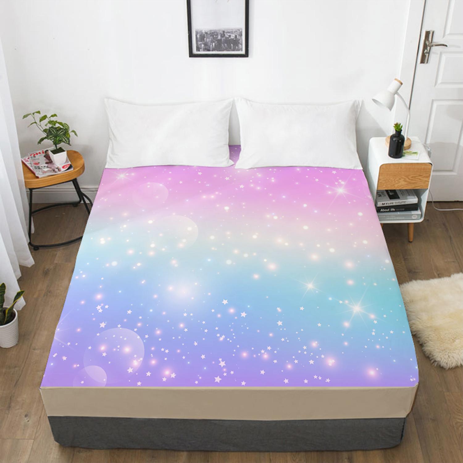 Модный домашний градиент цвета 3D-печатный узор простыня на резинке чехол для матраса — фото 5