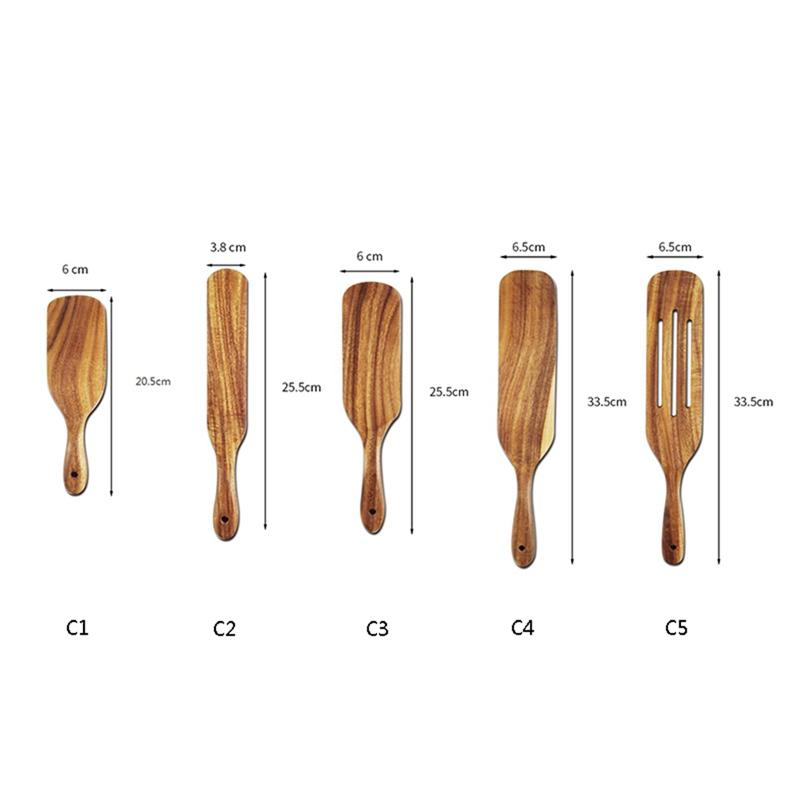 Natural Wooden Spatula Rice Spoon For Cooking Pan Kitchen Cooking Tool Non-Stick Frying Steak Sauce Shovel Cookware Cooking Set