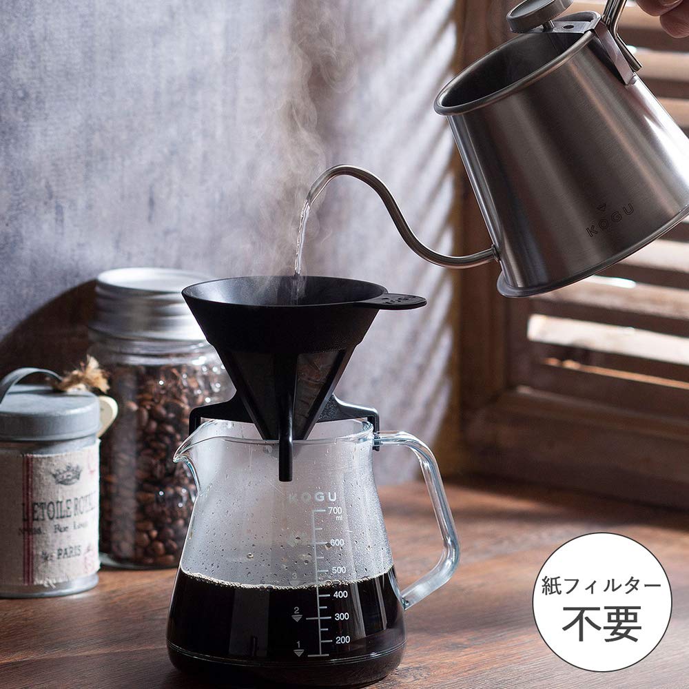 KOGU Shimomura Kihan Kaffeetropfer, Filterlos [Hergestellt in Japan], Harz, Fassungsvermögen 1-4 Tassen, Kein Filter erforderlich, Waschbar, Umweltfreundlich, Outdoor, 42987,