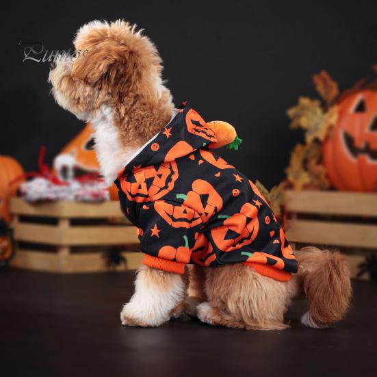 Pumpkin Dog Pullover Halloween Hoodie, Pet Sweatshirt Autumn Pullover, Breathable Hoodie Hooded T-shirt for Small Medium Dogs Cats Outfit