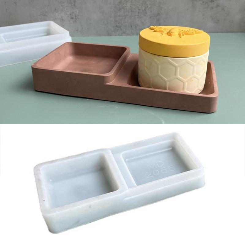 Storage Box Mold Resin Silicone Mold Diy Crystal Glue Double Square Storage Tray Mold for Making Fruit Storage Plate