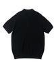 ANALOG MOOD Hacci Button-Up Collar Short Sleeve Knit (Black)