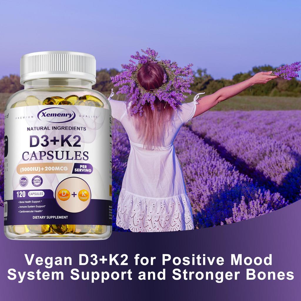 Rich in a blend of vitamin D3 and vitamin K2, it boosts immunity, is suitable for adults, and is vegan.