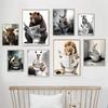 Lion Rabbit Bear Sitting On The Toilet Reading A Newspaper Posters And Print Wall Art Canvas Painting Funny Bathroom Humor Decor