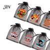 Halloween Candy Bag 12 Pcs Organza Bag, Drawstring Treat Pouch with Pumpkin Ghost Bat Party Favor Print, Sheer for Snacks, Trick or Gift Packaging