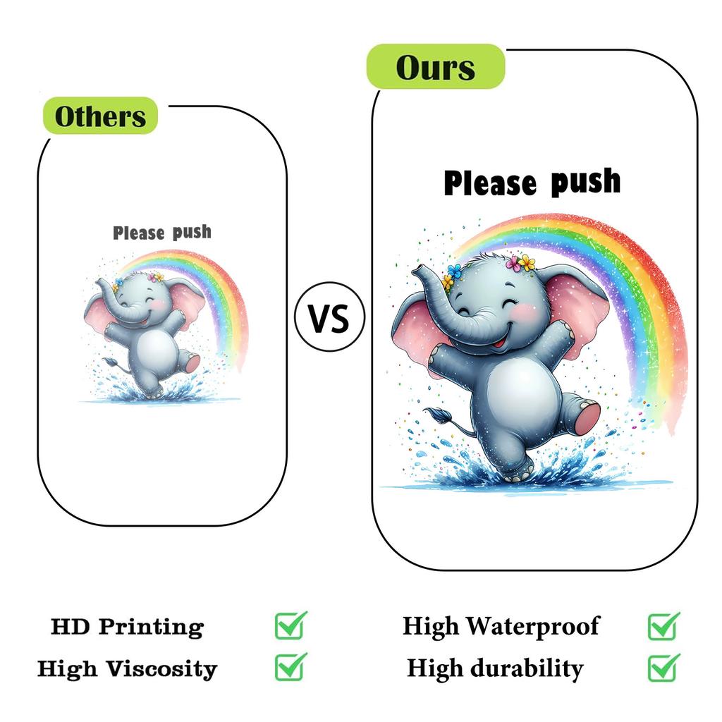 Rainbow Elephant Toilet Sticker Cute Removable Self-Adhesive for Bathroom Home Decor