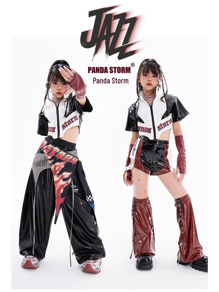 Trendy Jazz Dance Costume: Shiny Jacket and Pants Suit for Girls - Perfect for Street Dance Performances.