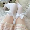 Milk White Lolita Velvet Knee Socks Long Tube Spring And Autumn Lace Ribbon Bow High Tube Socks Lolita