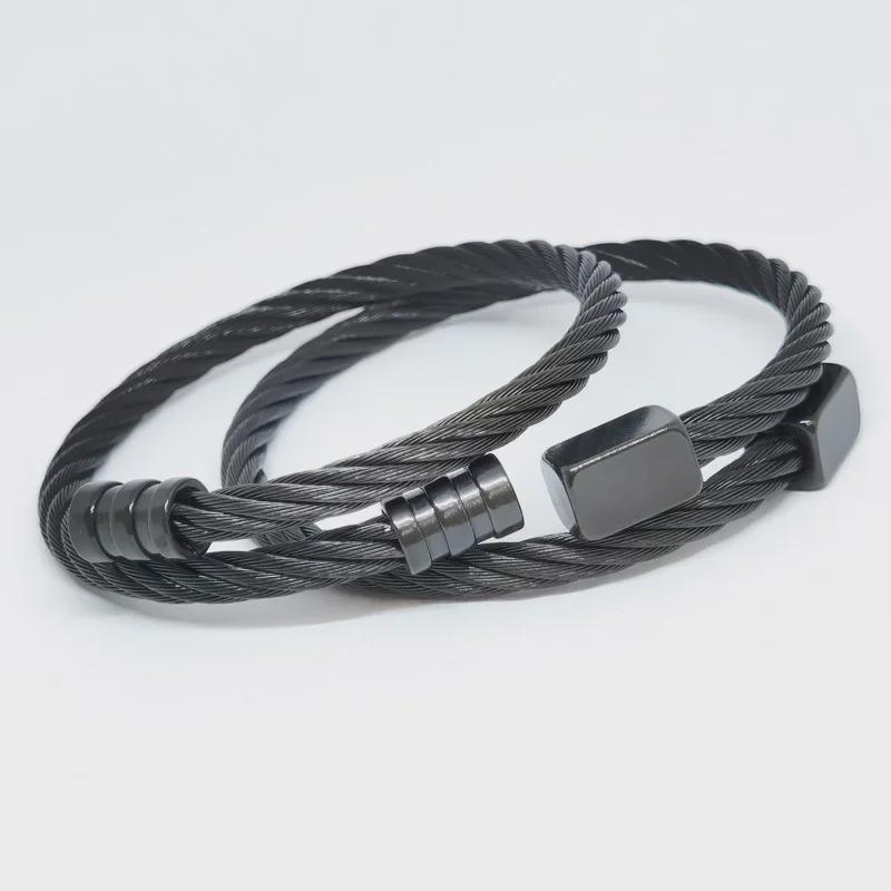 Men's European & American Style Stainless Steel Bracelet: Silver, Gold, Rose, Black Punk Braided with Square & Round Heads