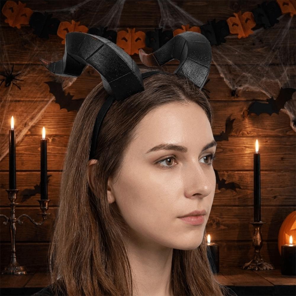 Gothic Ox Horn Headband Dark Style Halloween Headband Cow Horn Hair Hoop Stage Performance