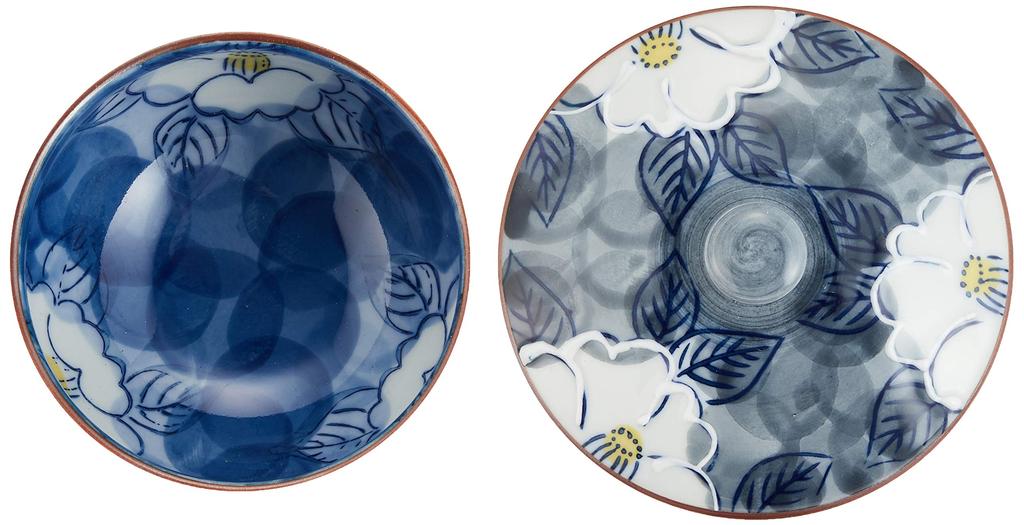 RAO3Z Ranchant Teacup Ichinen Sazanka Arita Made in Japan Set, Gray, 8.9x7.5cm, (Camellia) Design, Ware,