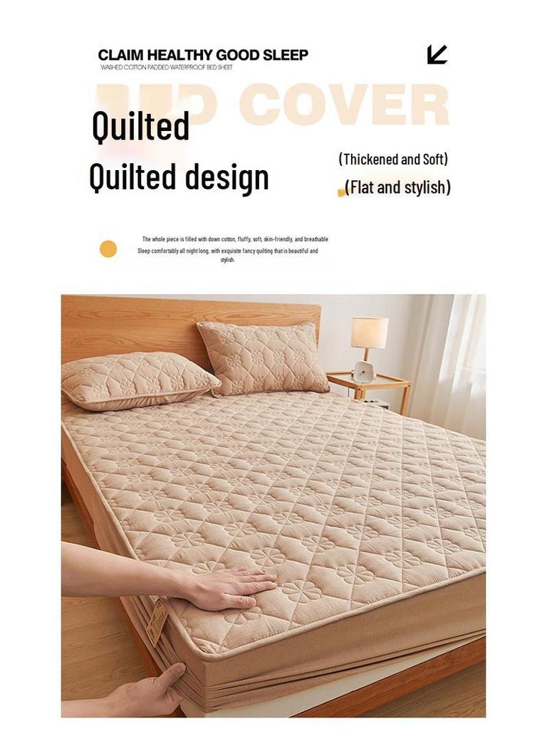 Class A Quilted Waterproof Cotton Mattress Protector - Breathable, Skin-friendly, Non-slip, Anti-stain, Urine-proof, Machine Washable.