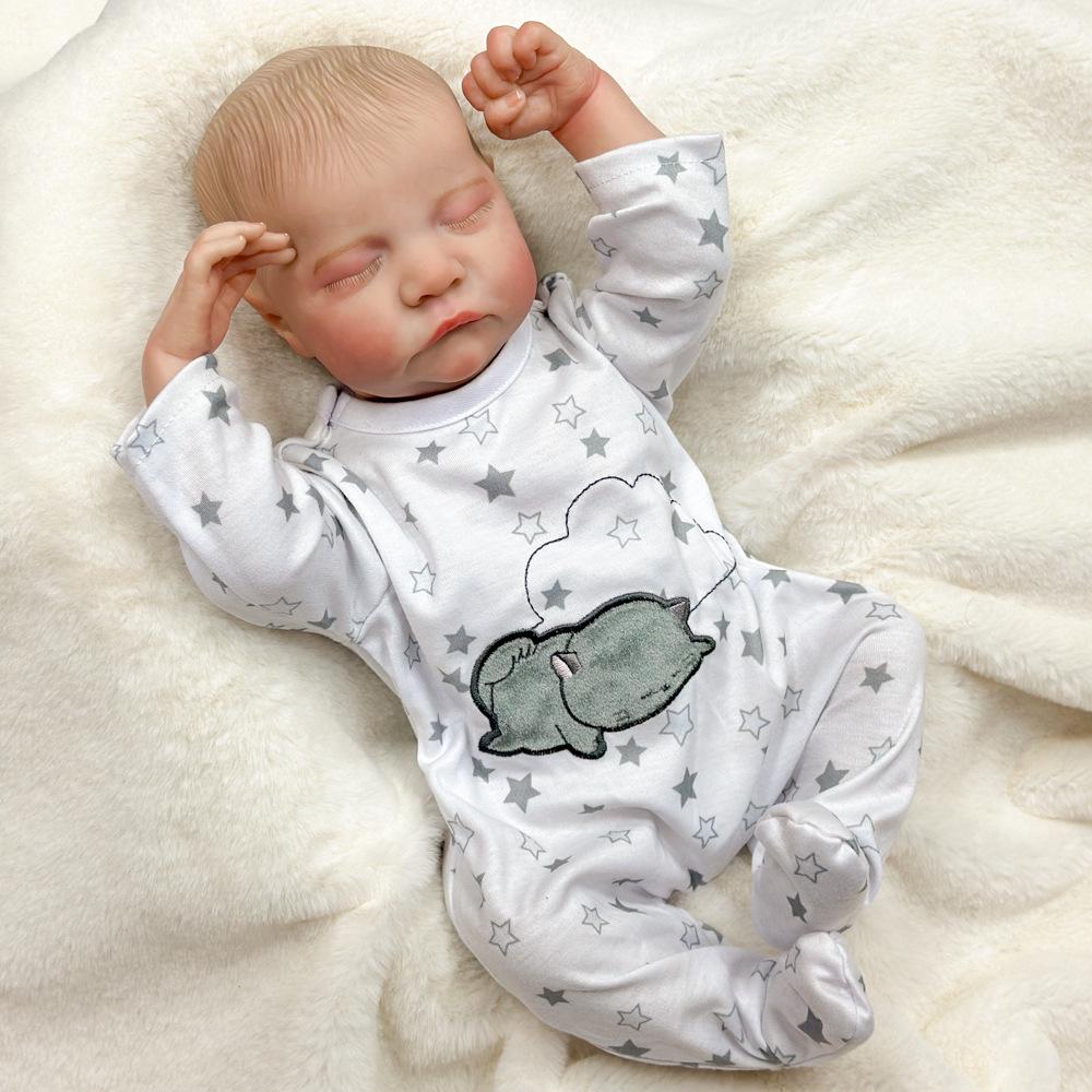17-Inch Levi Reborn Doll: Full Silicone, Water-Friendly Simulation Baby.