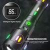 Super Bright White Laser Flashlight TYPE-C Rechargeable with Battery Display Torch Zoomable 5 Lighting Modes Outdoor Camping