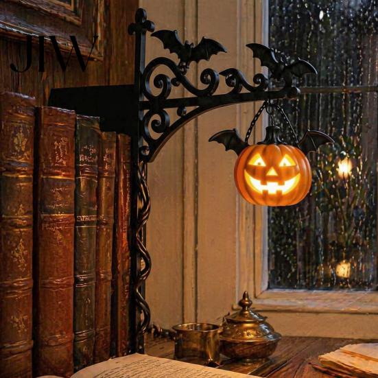 Indoor Hanging Lantern Halloween Library Lantern, Gothic Decorative Bookshelf Lamp, Vintage LED Style Accent Book Nook Light for Bookworms,