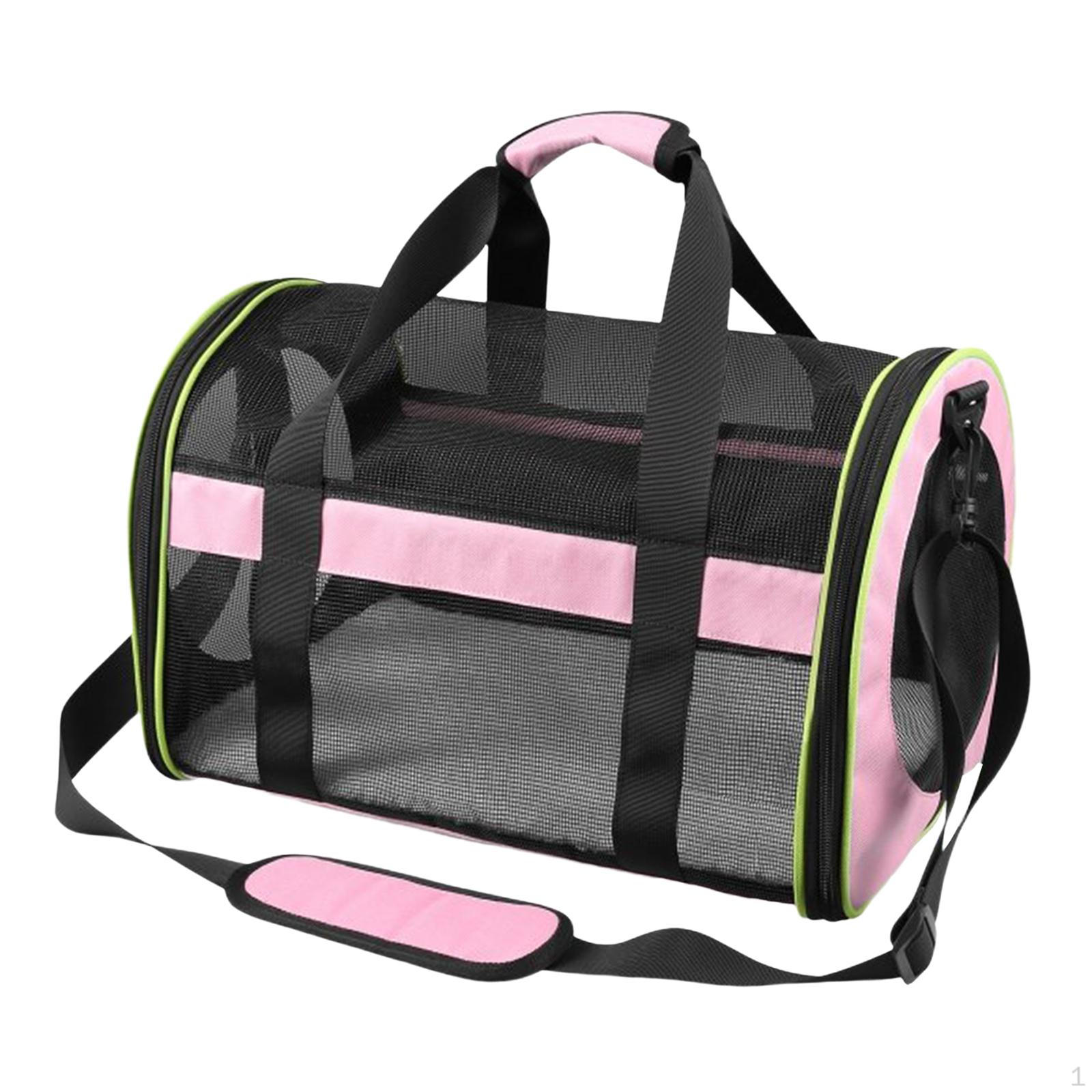 

Cat Carrier Small Dog Travel Bag with Shoulder Strap Measure 17.3x11x11inch Lightweight Stable Black Pink Mixed