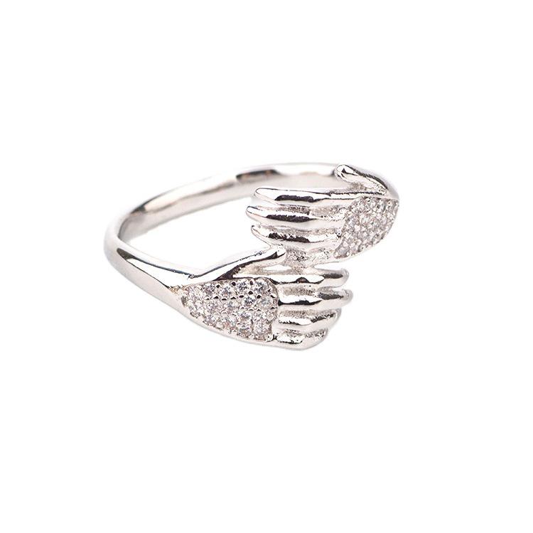 Promise Ring - Adjustable Couples' Hand-Holding Design, Perfect for Christmas & Valentine's. Trendy Style on TikTok.