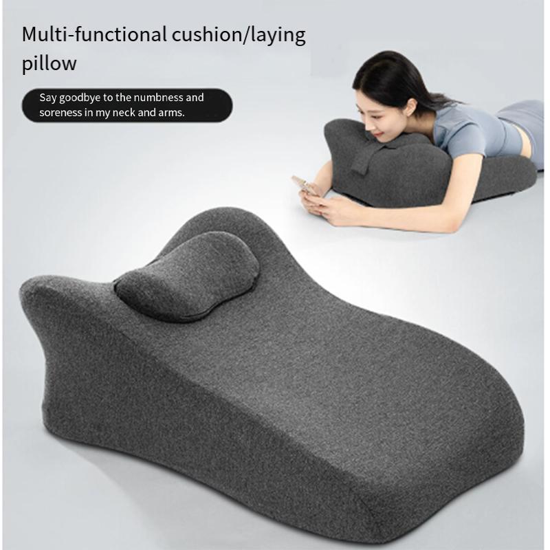 

A Multifunctional Cushion/Pillow With A Pillow. Lying On The Pillow Playing With Your Phone To Relieve Fatigue