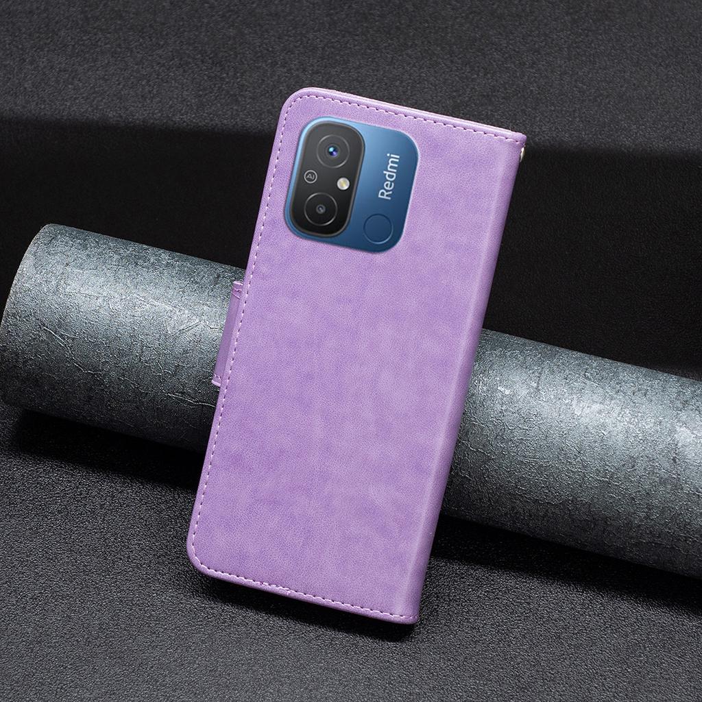 For Xiaomi Redmi 12C 4G Shockproof Case PU Leather Phone Case Wallet Stand Cover with Strap