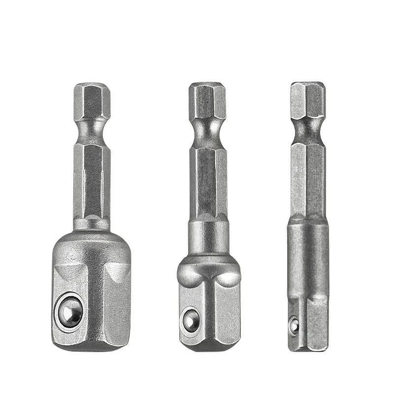 3 Pcs Drill Socket Adapter Impact Drill Extension Drill Bits Bar Socket Adapter 1/4 3/8 1/2 Size Hex Shank Square Head Drill Bit