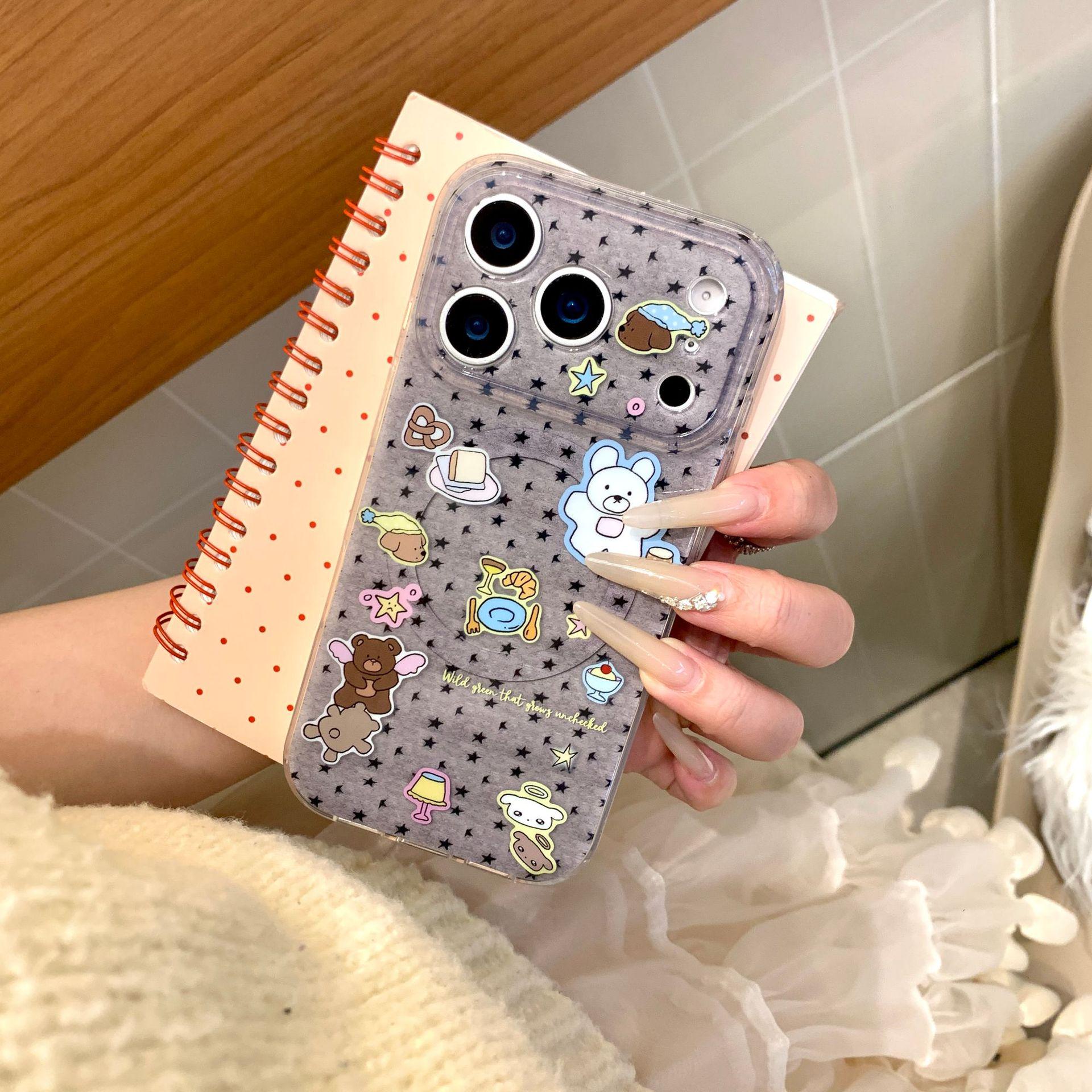 

Korean Star Wing Little Bear iPhone 16/15/17 Pro Max Girly Phone Case iPhone 15 Pro