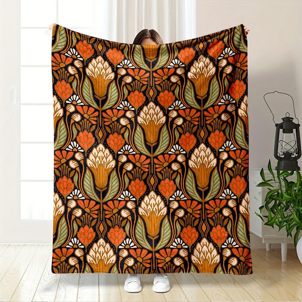 Vintage floral pattern blanket design Flannel blanket for bedroom, living room, sofa, and nap sofas