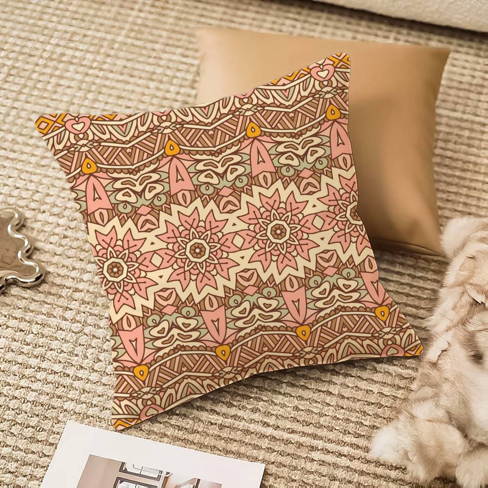 Bohemia Pillow Case Anti-dustmite Pillowcase Invisible Zipper Silky Short Plush Sofa Cushion Cover
