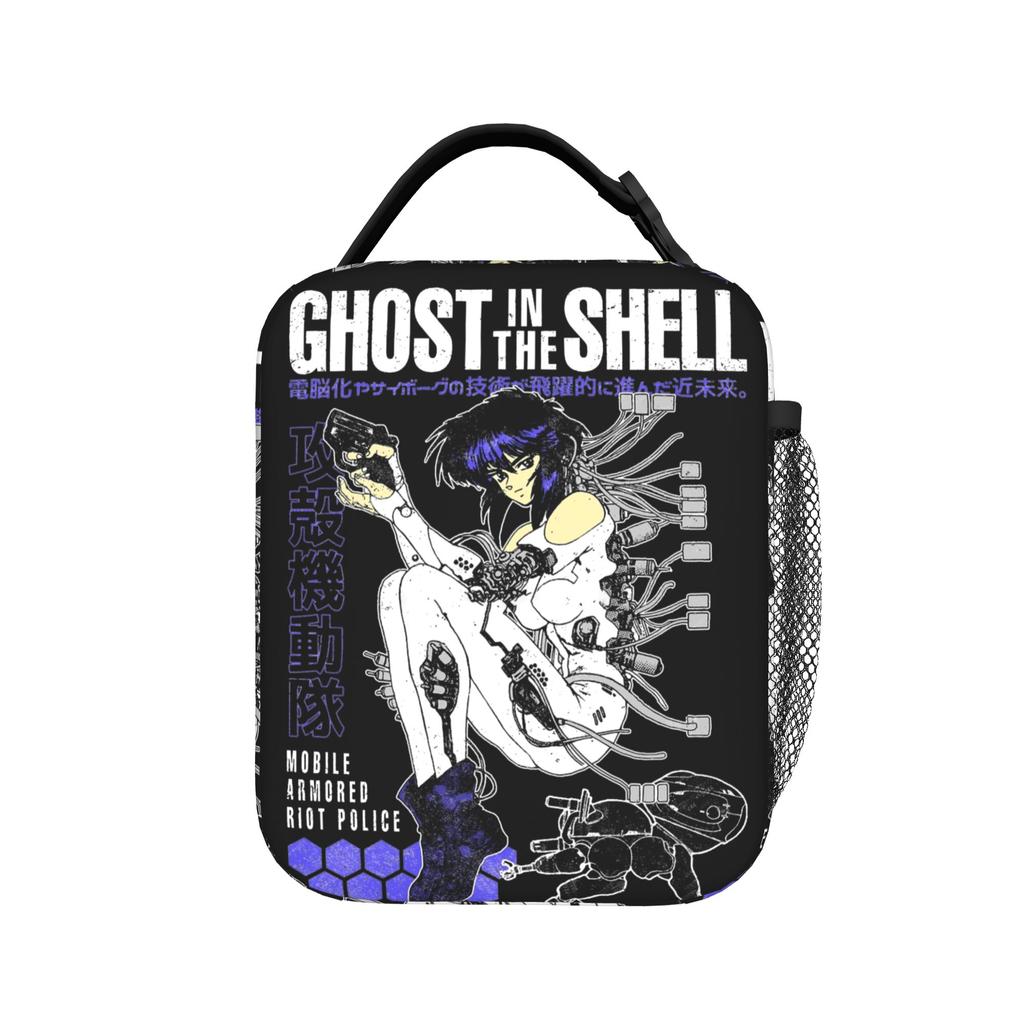 The Glitch In the Ghost Insulated Lunch Bags Large Ghost In The Shell Reusable Cooler Bag Tote Lunch Box  Food Storage Bags