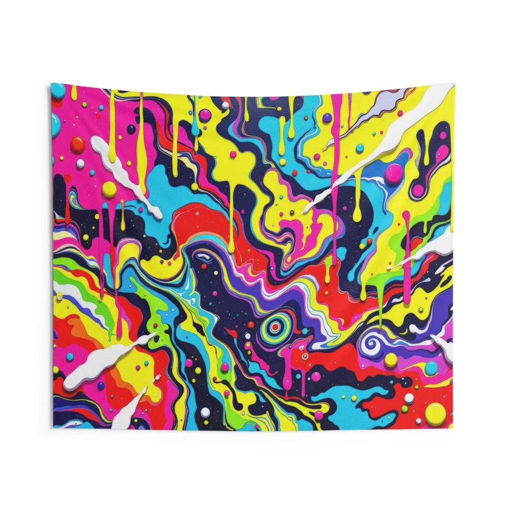 Psychedelic Abstract Tapestry Trippy Colorful Wall Art Retro Groovy Decor